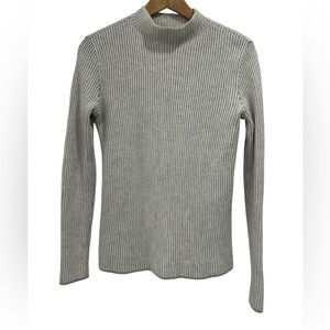 Club Monaco Margee Cashmere Silk Blend Ribbed Soft Mock Neck Minimalist Sweater